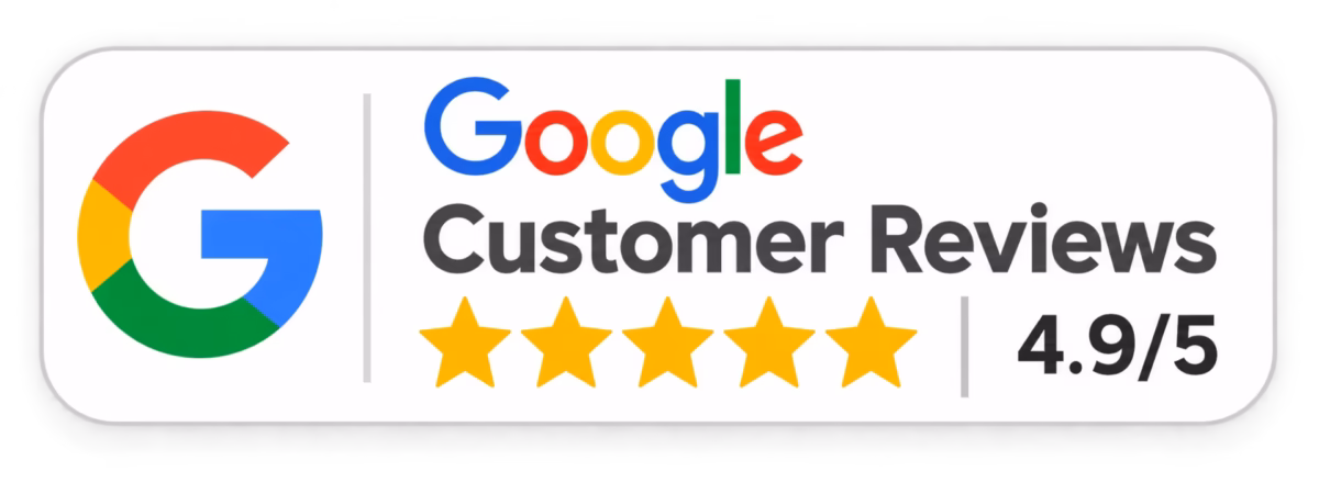 Google Customer Reviews badge showing 4.9 out of 5 stars